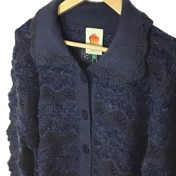 Farm Rio Navy Blue Mixed Stitches Cardigan - Picture 8 of 16